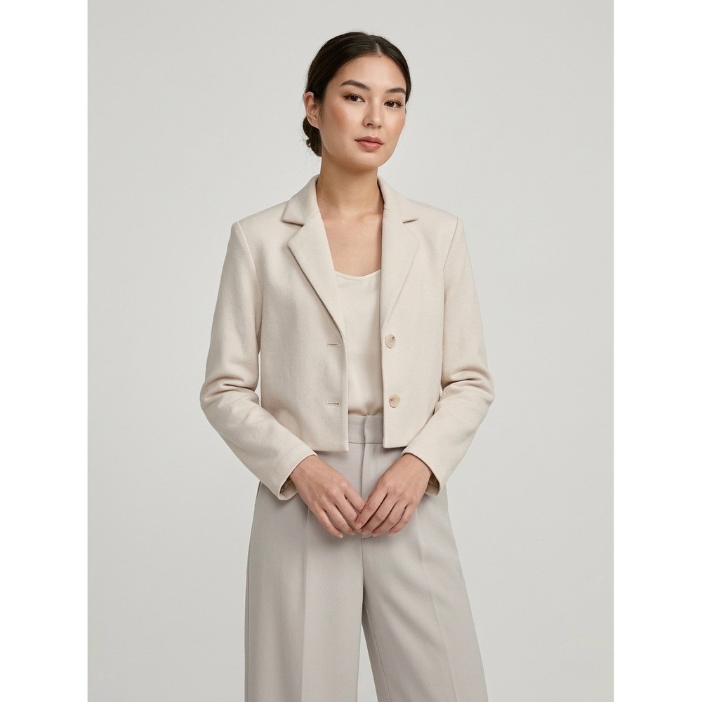 Love Bonito Cream Beige Cropped Blazer Jacket Womens US 0 XXS